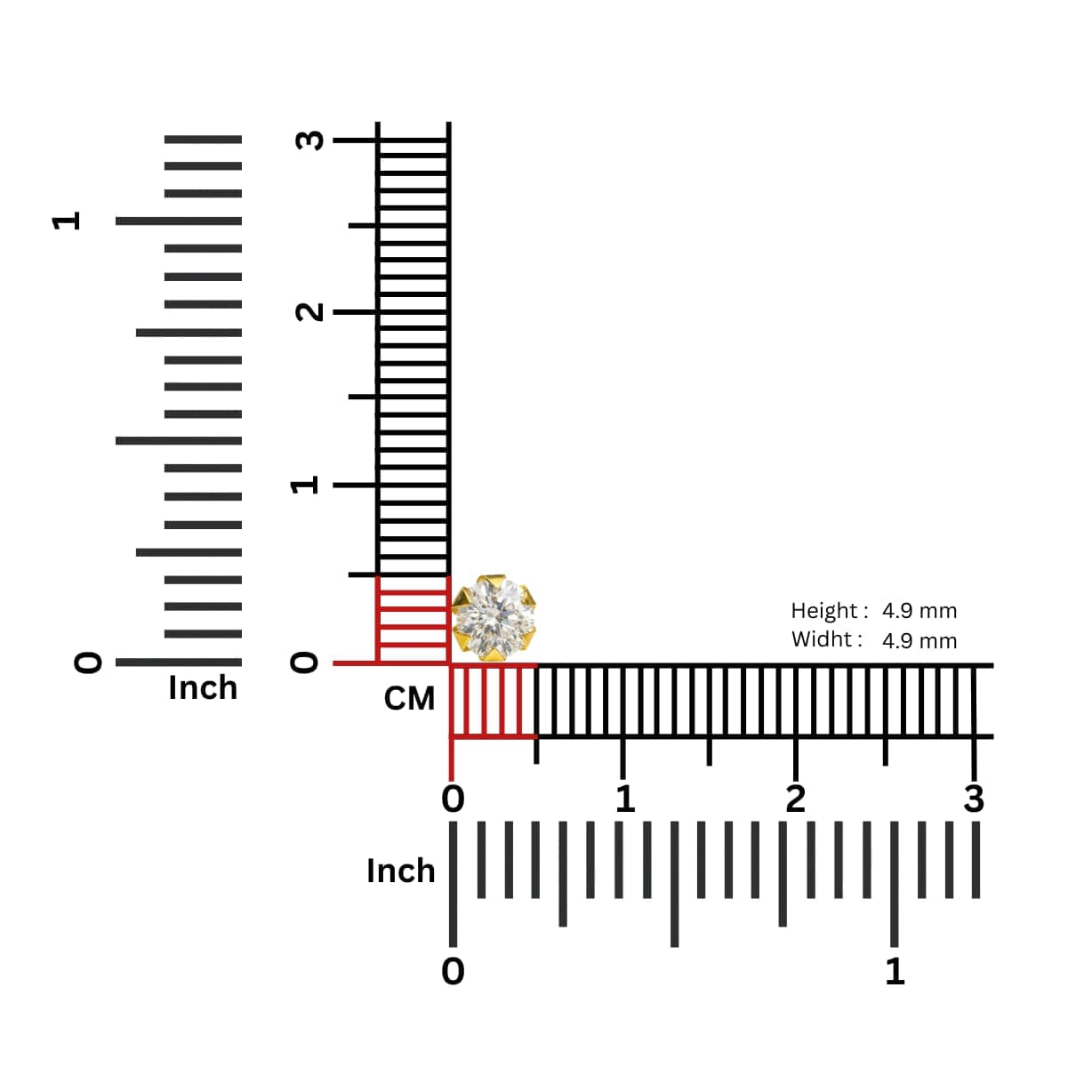 HM Single Stone Nose Pin- NPHM04 — view 1