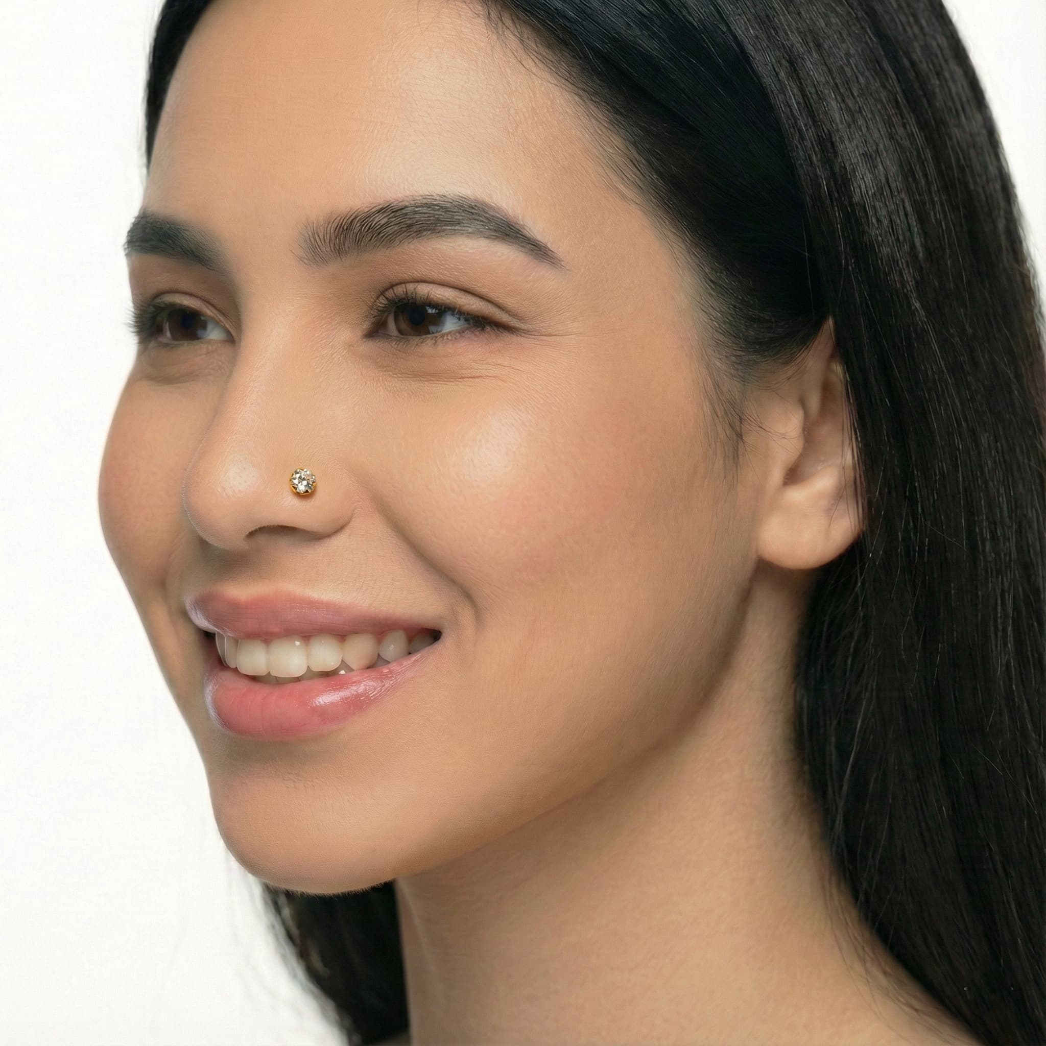 HM Single Stone Nose Pin - NPHM02 — view 2