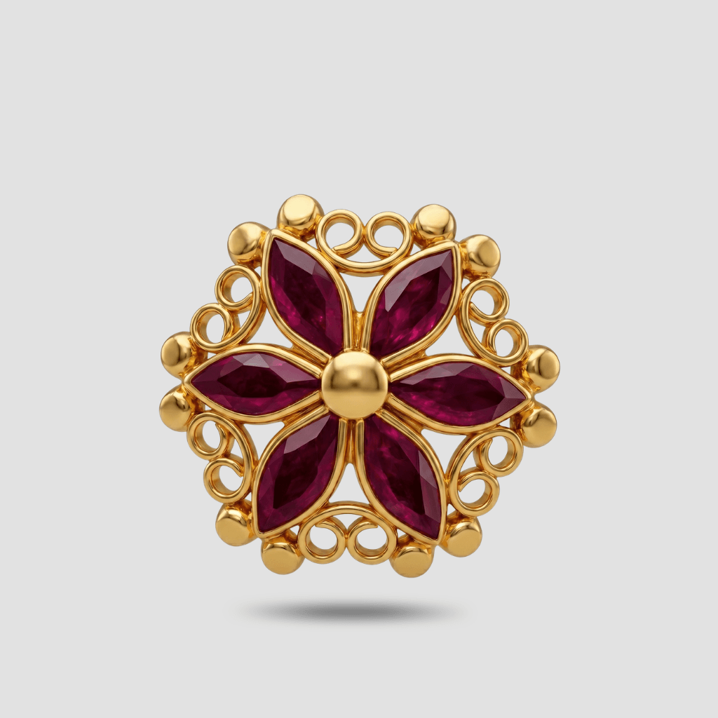 Paper Stone Nose Pin - NPPS35 — red